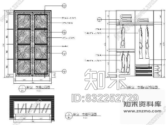 图块/节点卧室双开门衣柜详图施工图下载【ID:832252729】