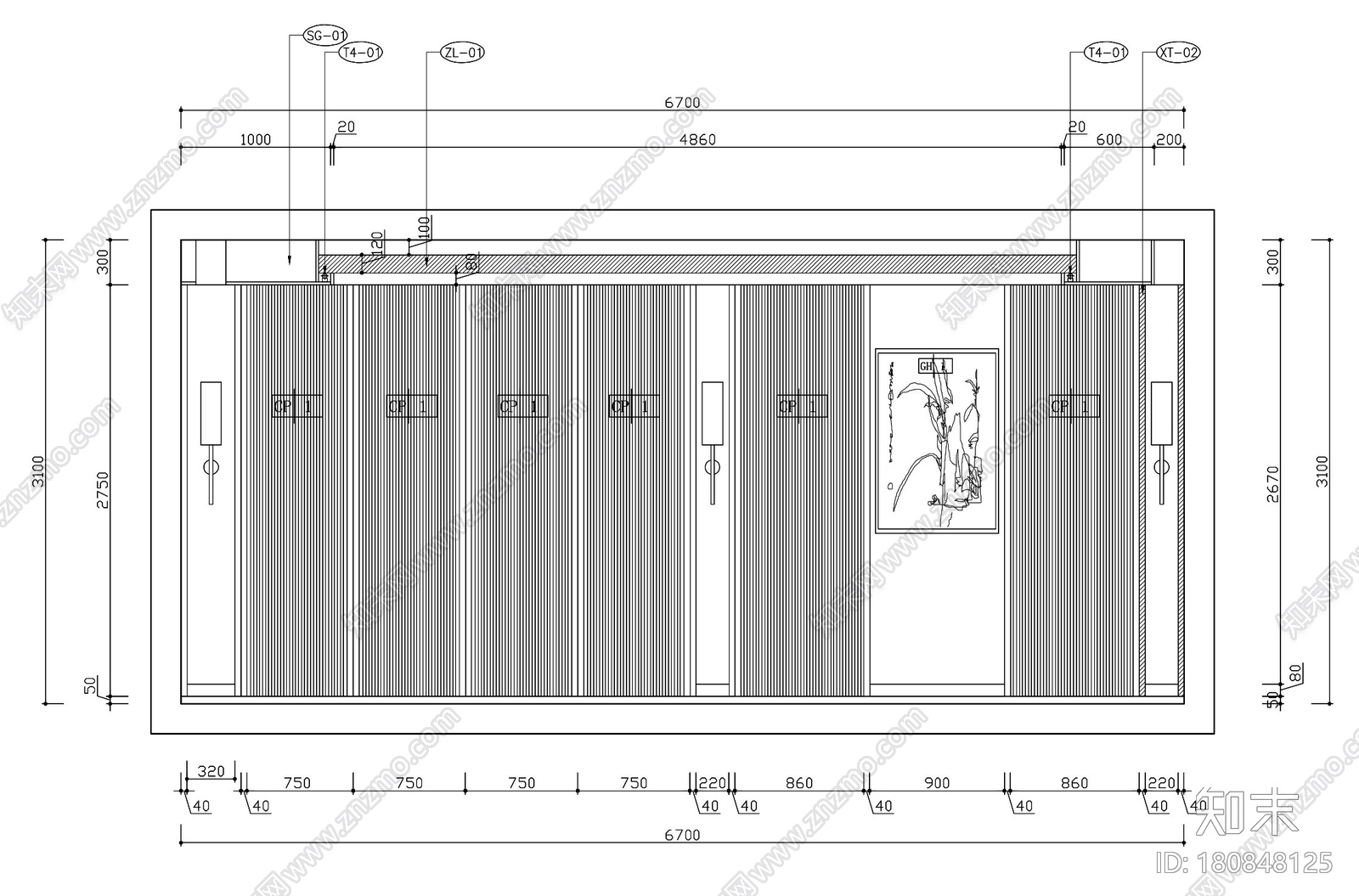 [杭州]新中式四居室施工图设计（附3D模型+高清效果图）cad施工图下载【ID:180848125】