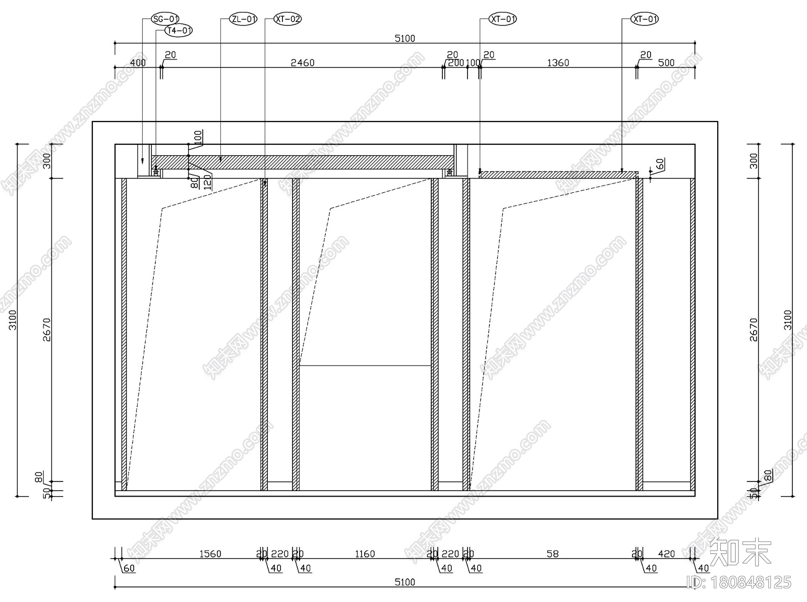 [杭州]新中式四居室施工图设计（附3D模型+高清效果图）cad施工图下载【ID:180848125】