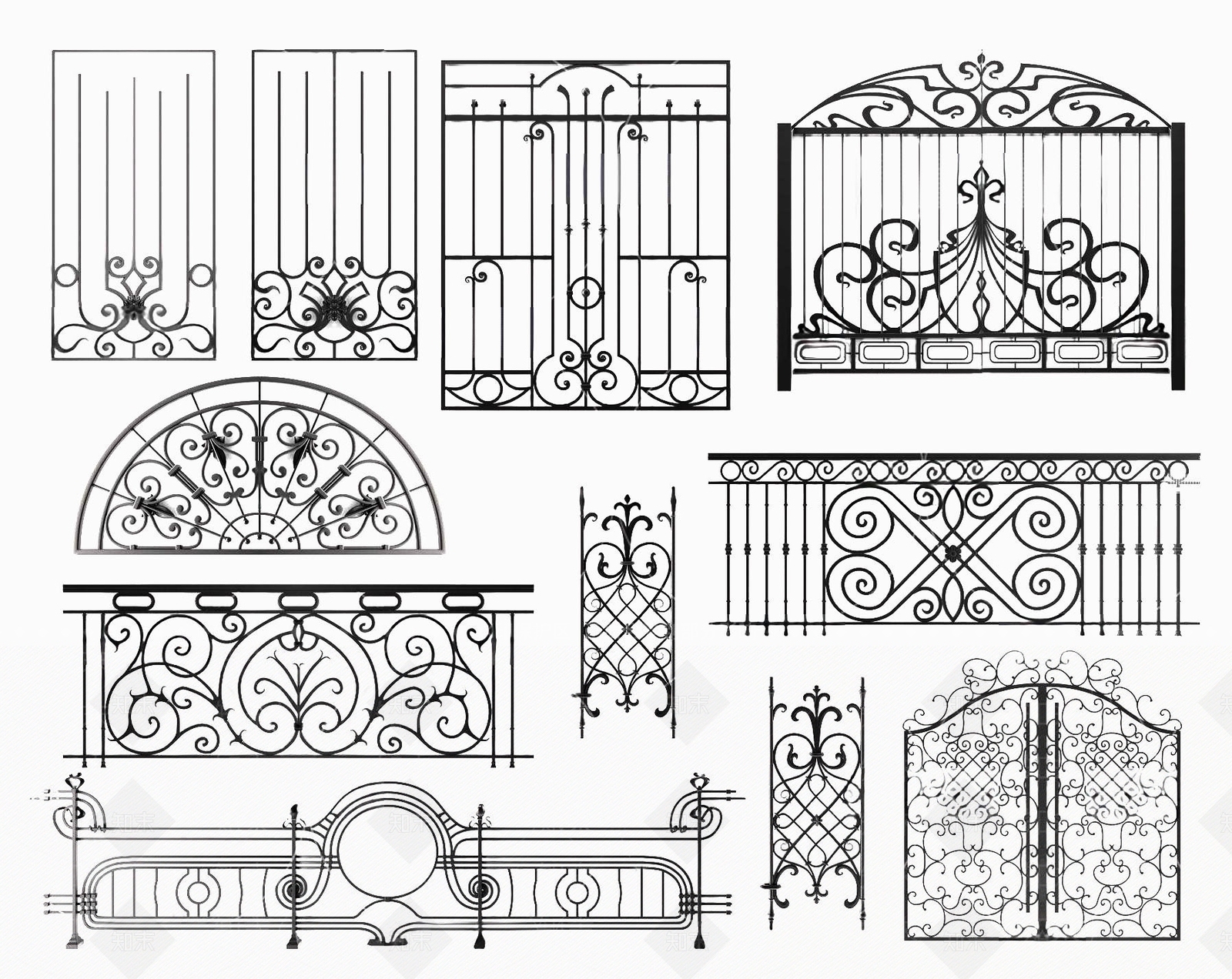 欧式户外栅栏围栏3D模型下载【ID:171191028】