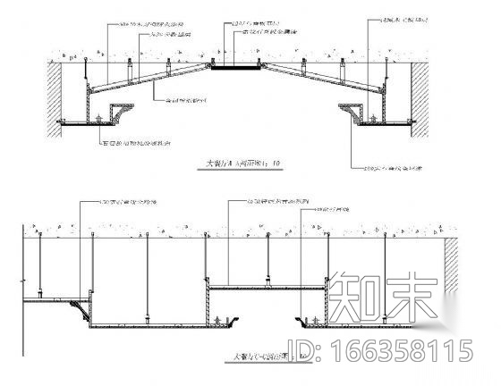 大餐厅吊顶详图cad施工图下载【ID:166358115】