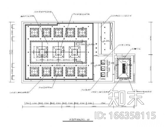 大餐厅吊顶详图cad施工图下载【ID:166358115】