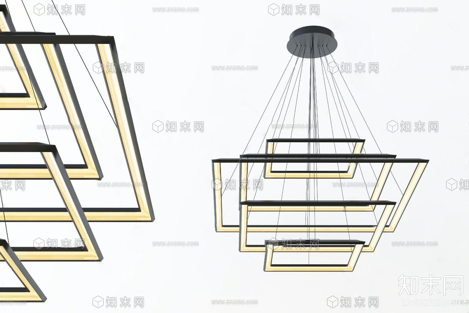 现代金属吊灯3D模型下载【ID:532323880】