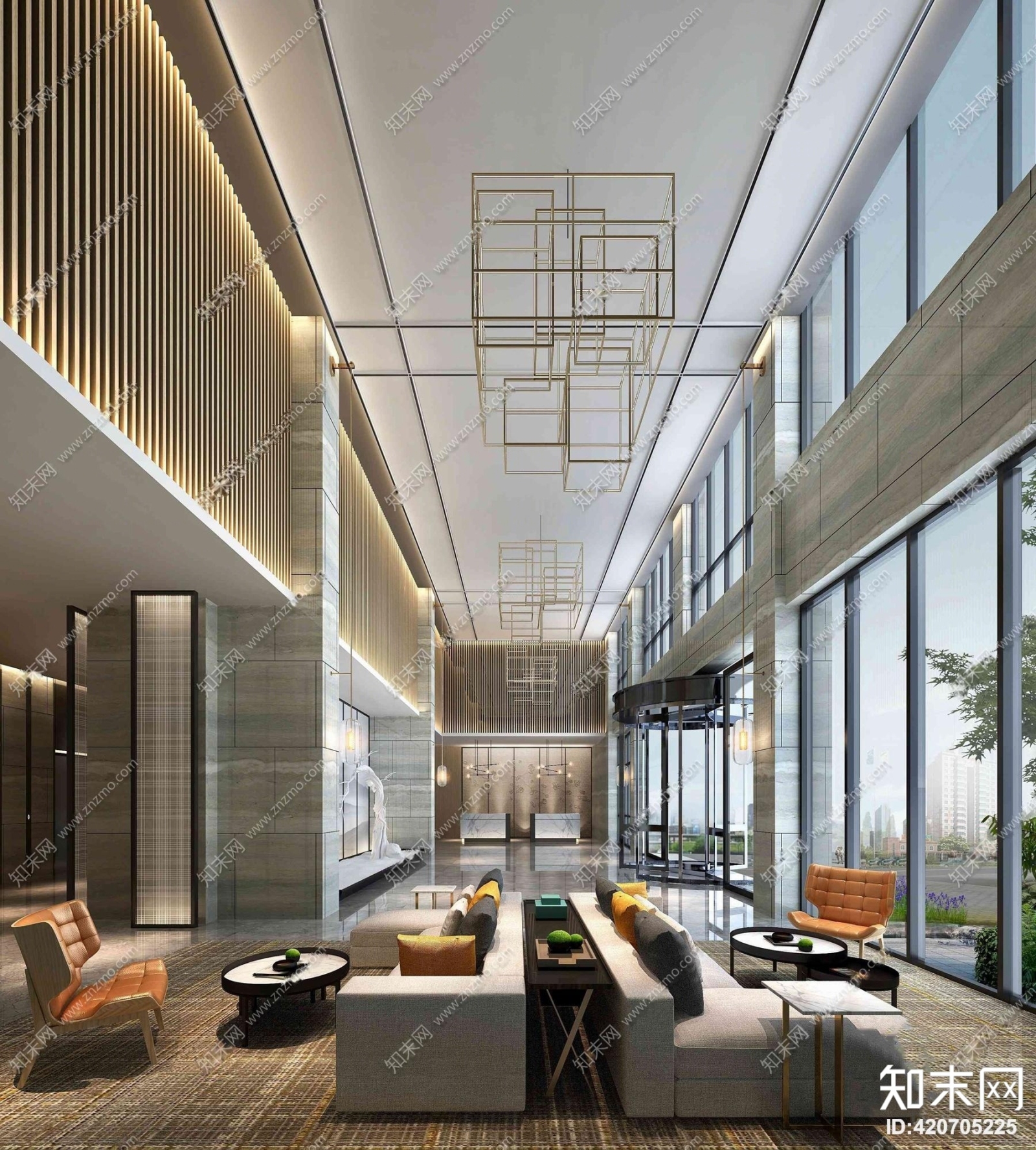 现代酒店大堂3D模型下载【ID:420705225】_知末3d模型网