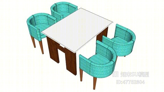 餐桌椅组合SU模型下载【ID:47752804】