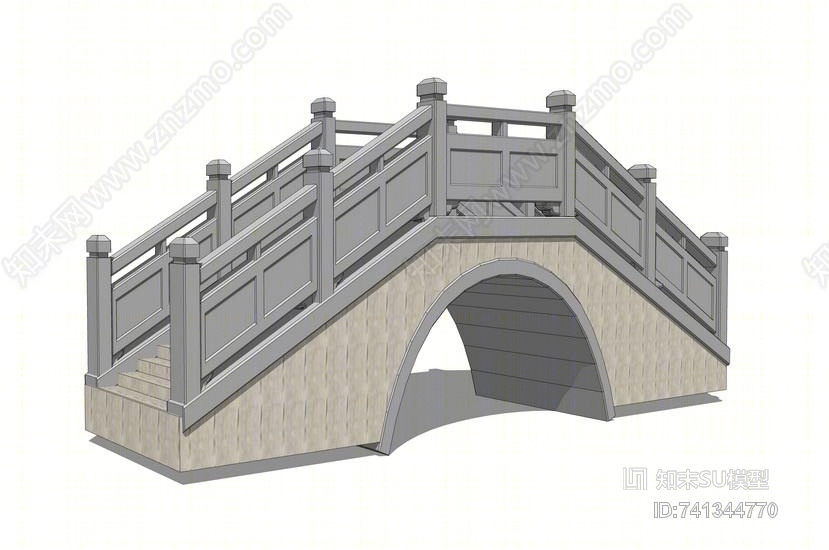 中式拱桥SU模型下载【ID:741344770】