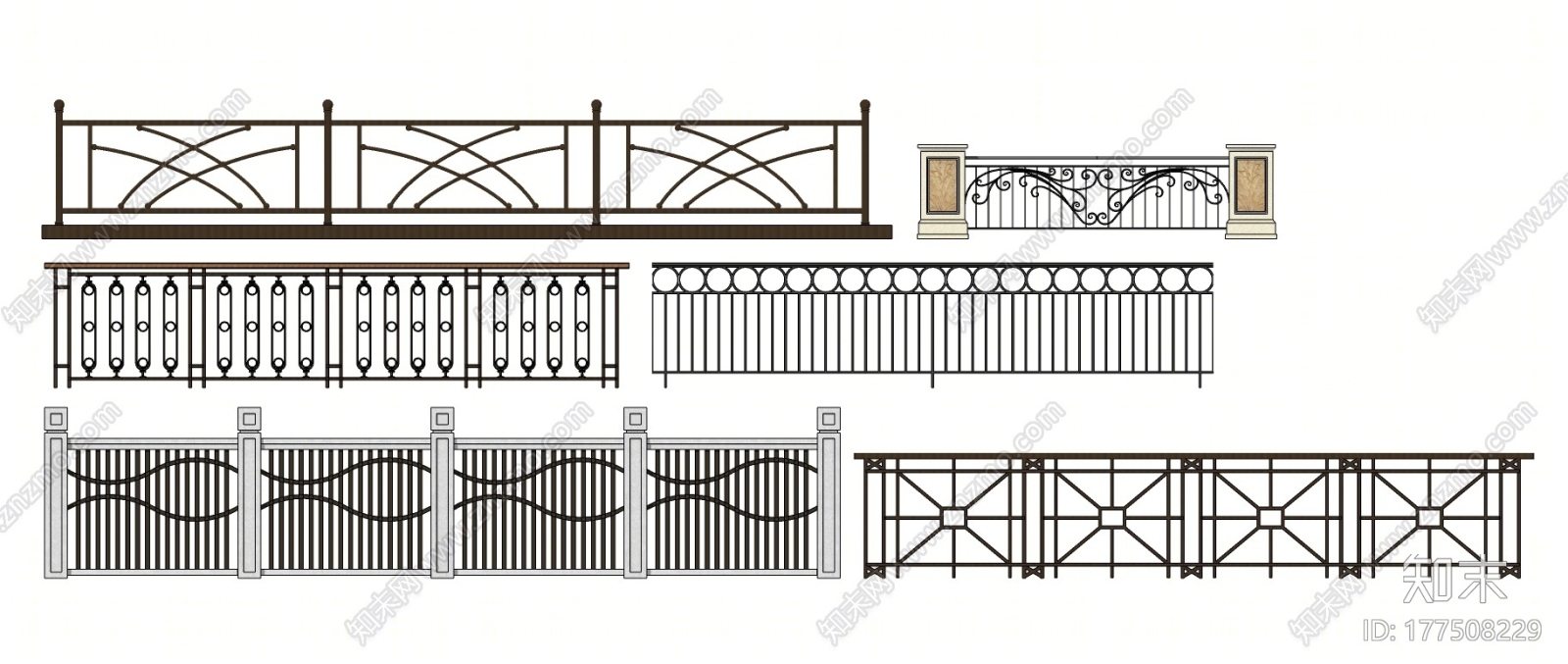 铁艺栏杆SU模型下载【ID:177508229】