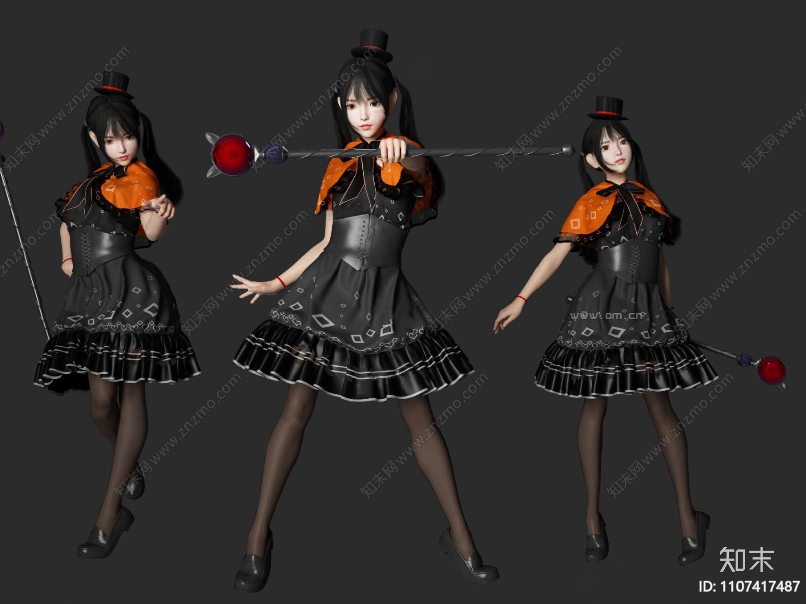 现代魔法少女人物3D模型下载【ID:1107417487】