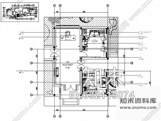 施工图现代中式会所接待厅室内装修图cad施工图下载【ID:632115074】
