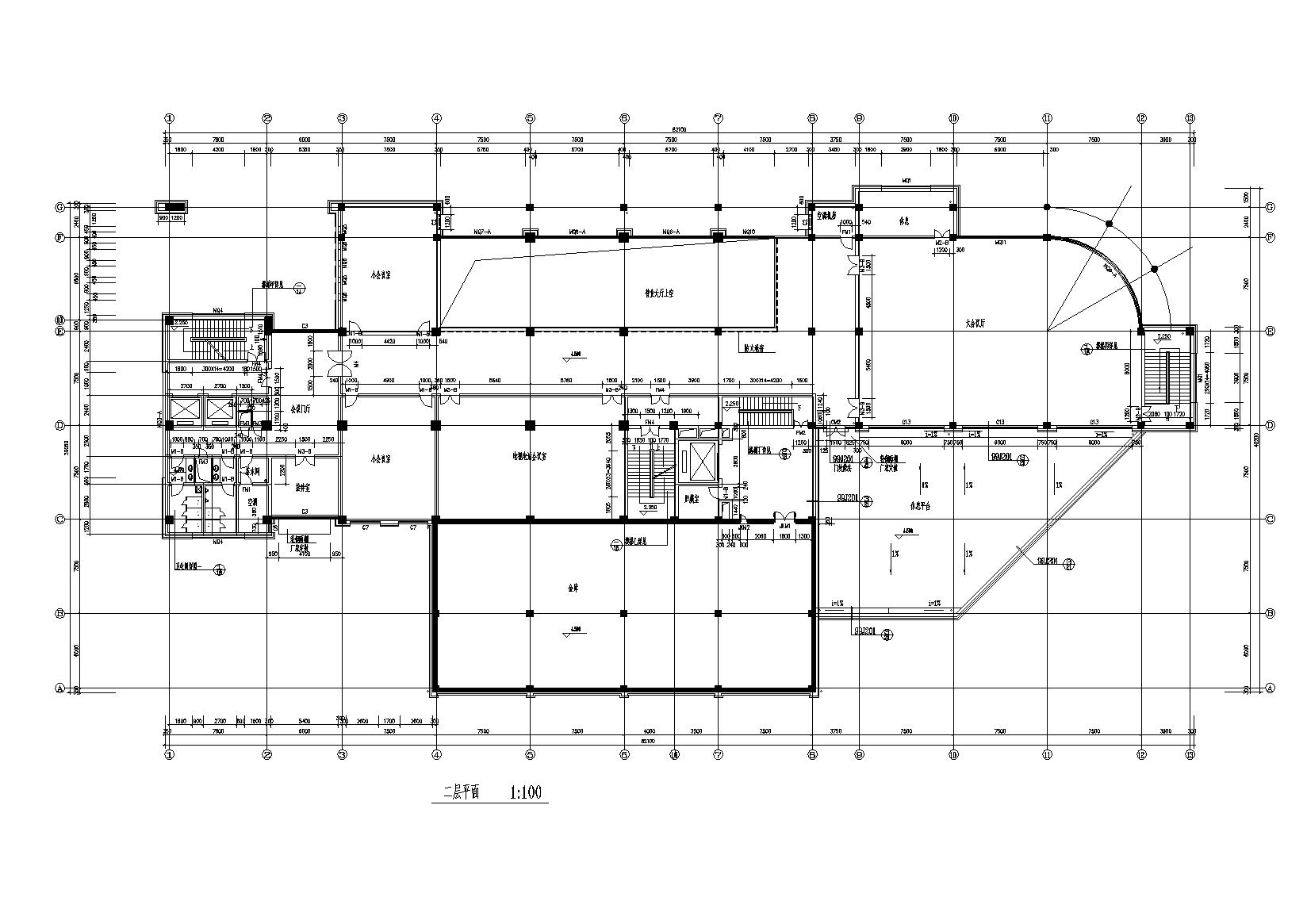 [山西]12层银行大楼办公建筑施工图施工图下载【ID:167370110】