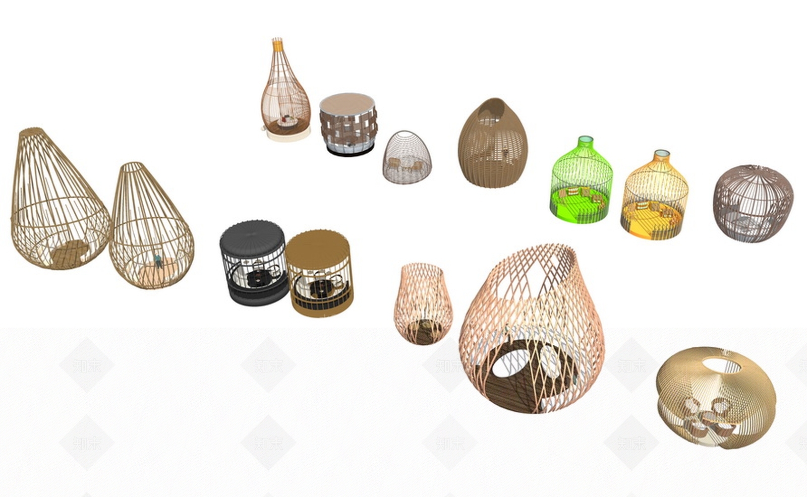 鸟笼凉亭合集SU模型下载【ID:162169121】