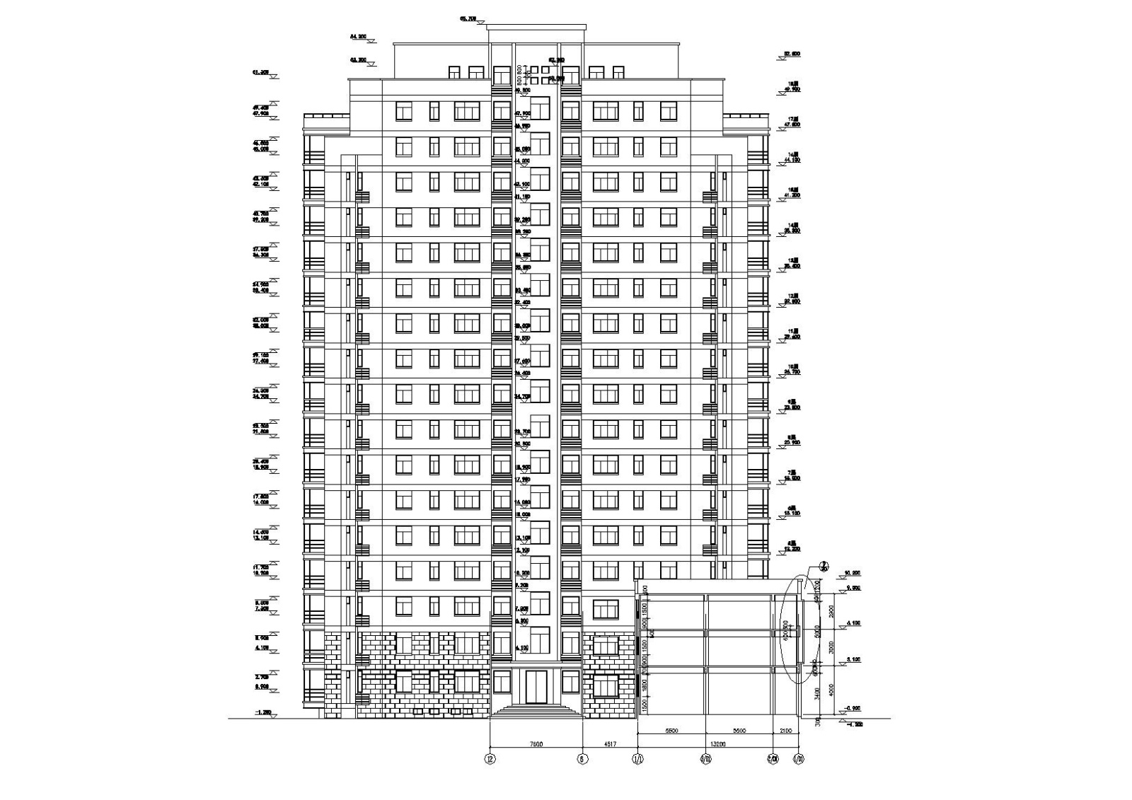 [浙江]衢州世通华庭小区高层底商住宅楼建筑施工图cad施工图下载【ID:160718197】