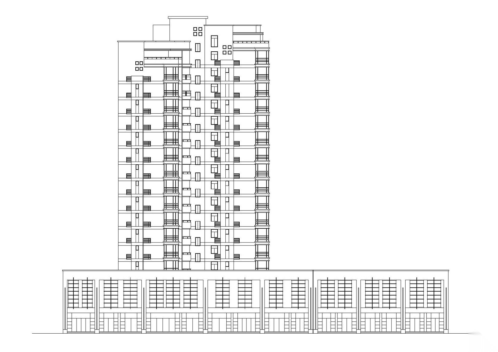 [浙江]衢州世通华庭小区高层底商住宅楼建筑施工图cad施工图下载【ID:160718197】