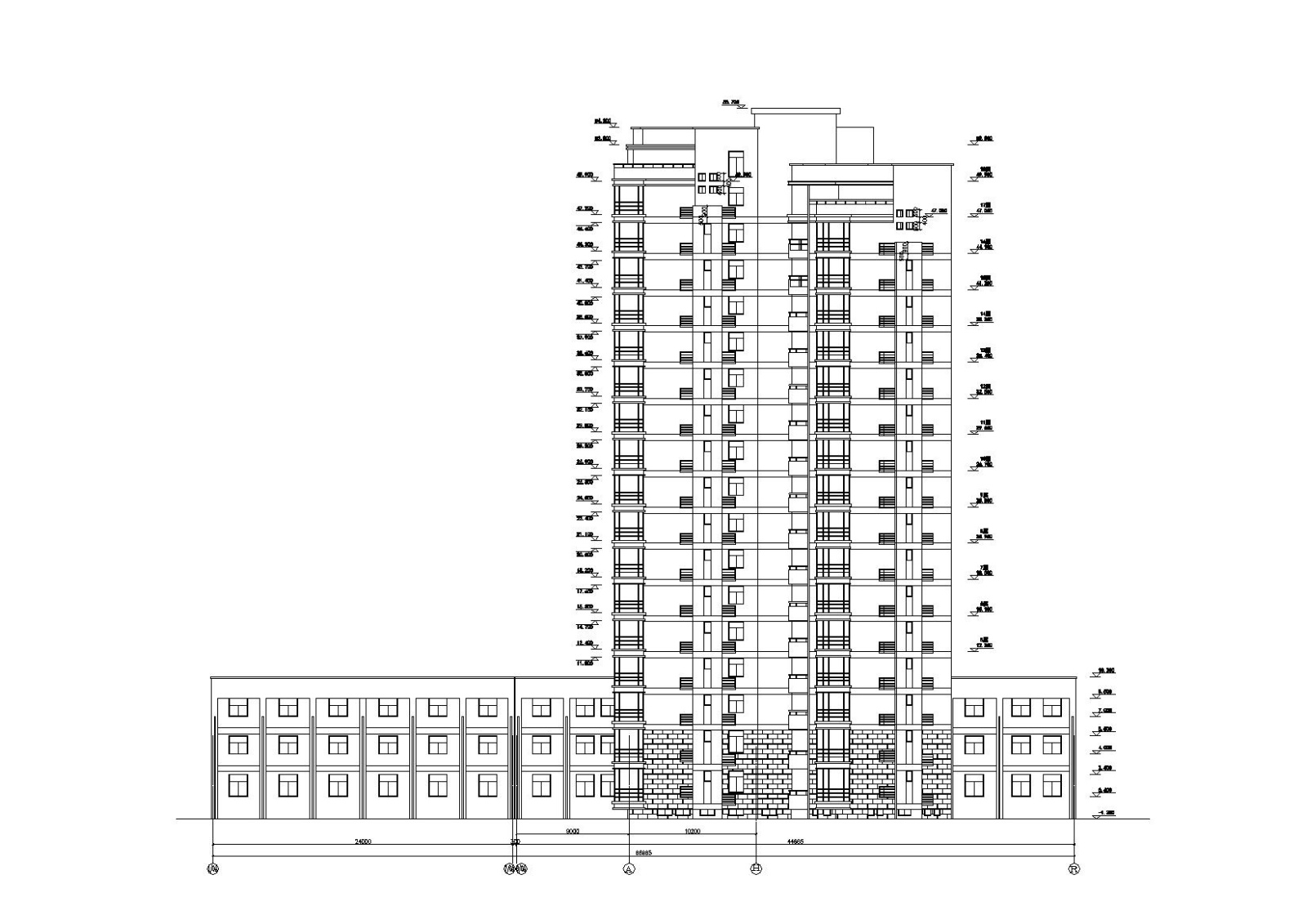 [浙江]衢州世通华庭小区高层底商住宅楼建筑施工图cad施工图下载【ID:160718197】