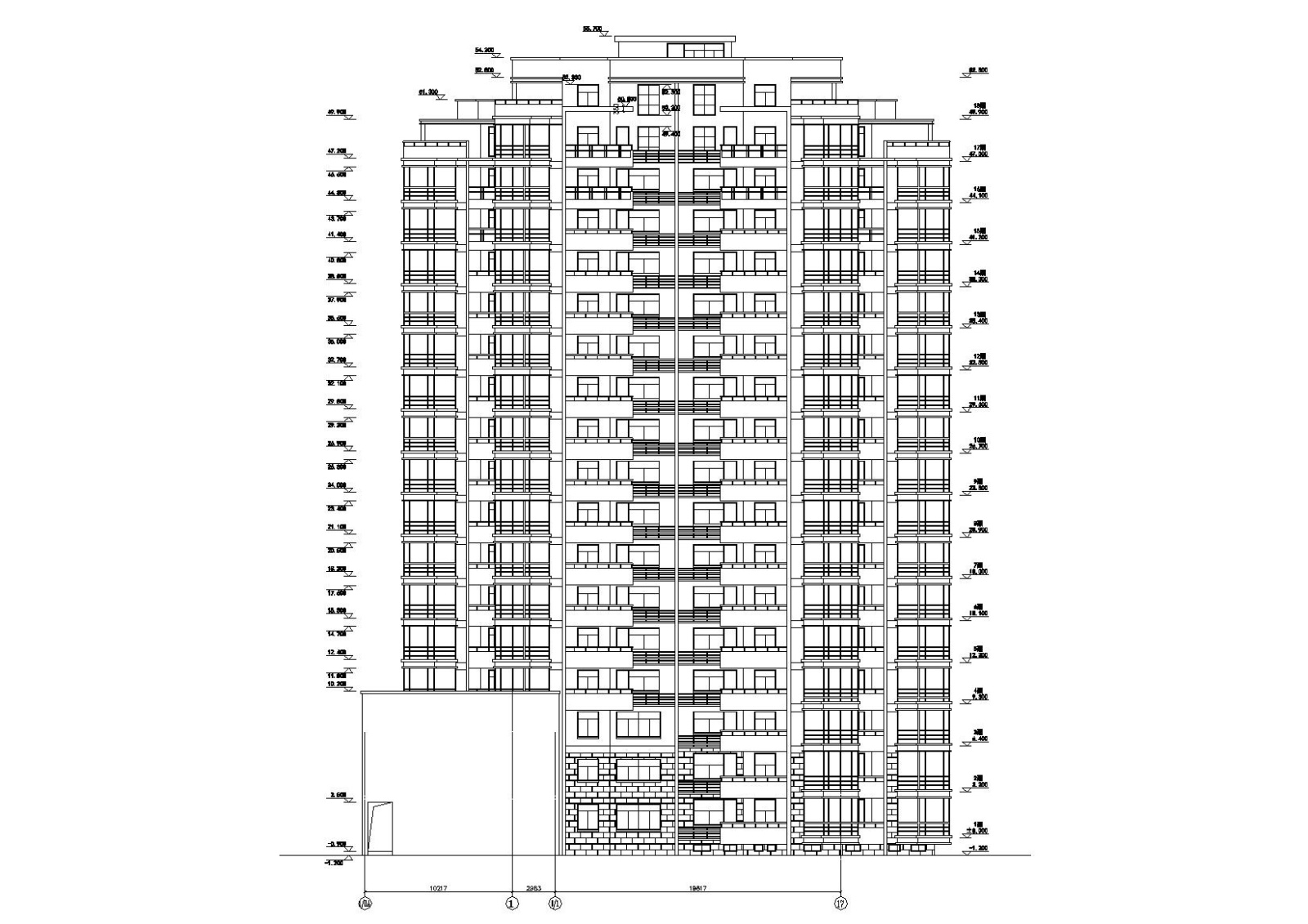 [浙江]衢州世通华庭小区高层底商住宅楼建筑施工图cad施工图下载【ID:160718197】