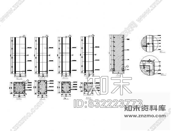 图块/节点石材装饰柱详图cad施工图下载【ID:832223773】