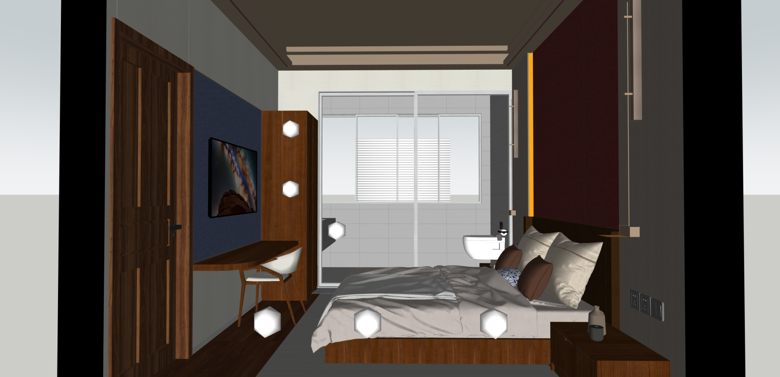 现代酒店客房SU模型下载【ID:1215997625】