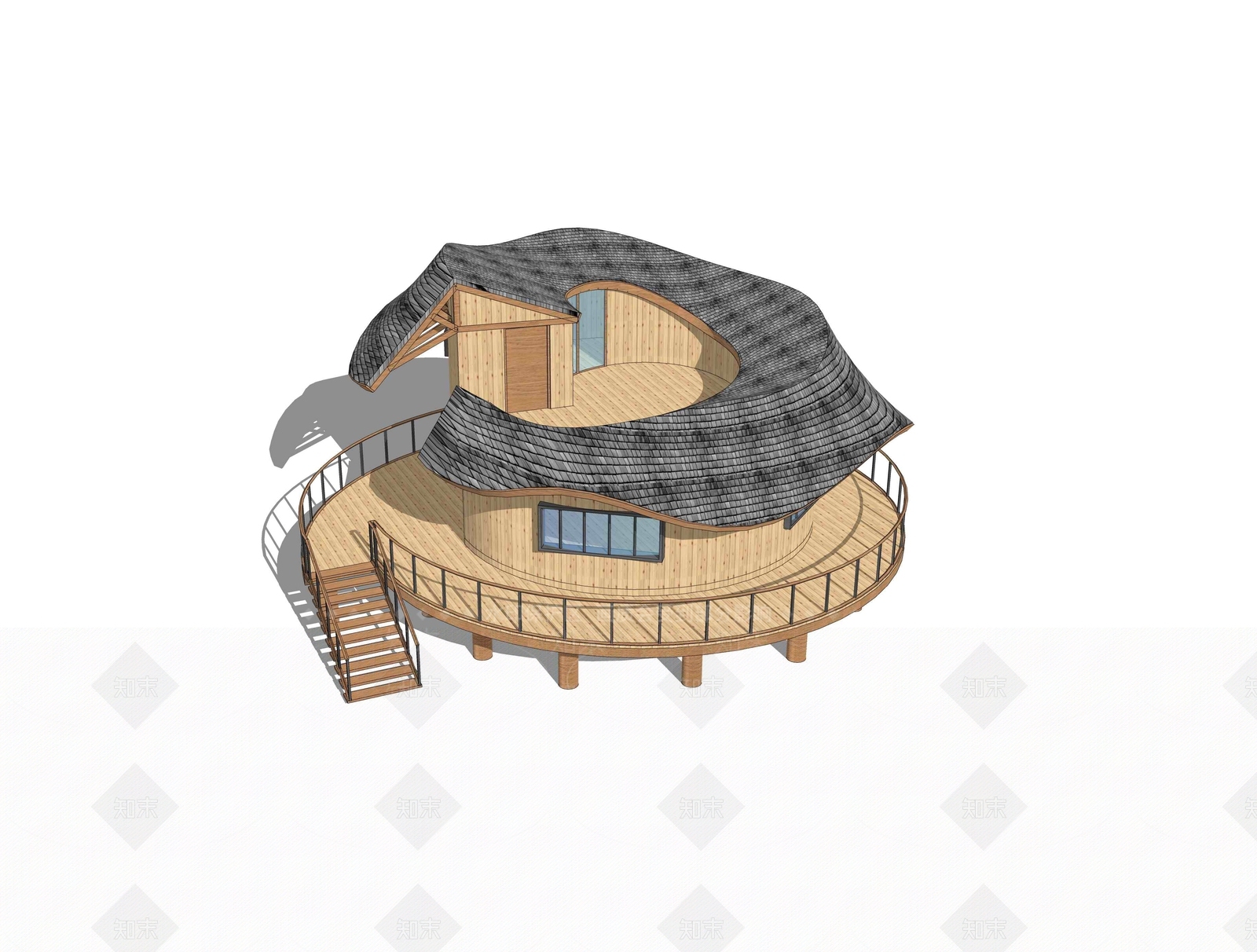 现代抽象风格树屋酒店SU模型下载【ID:171368104】