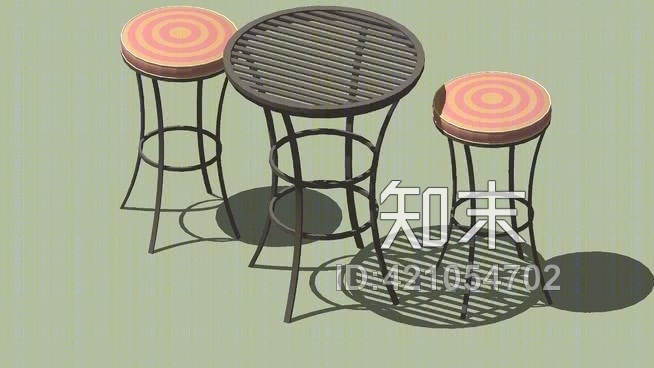 室外桌子和凳子SU模型下载【ID:421054702】