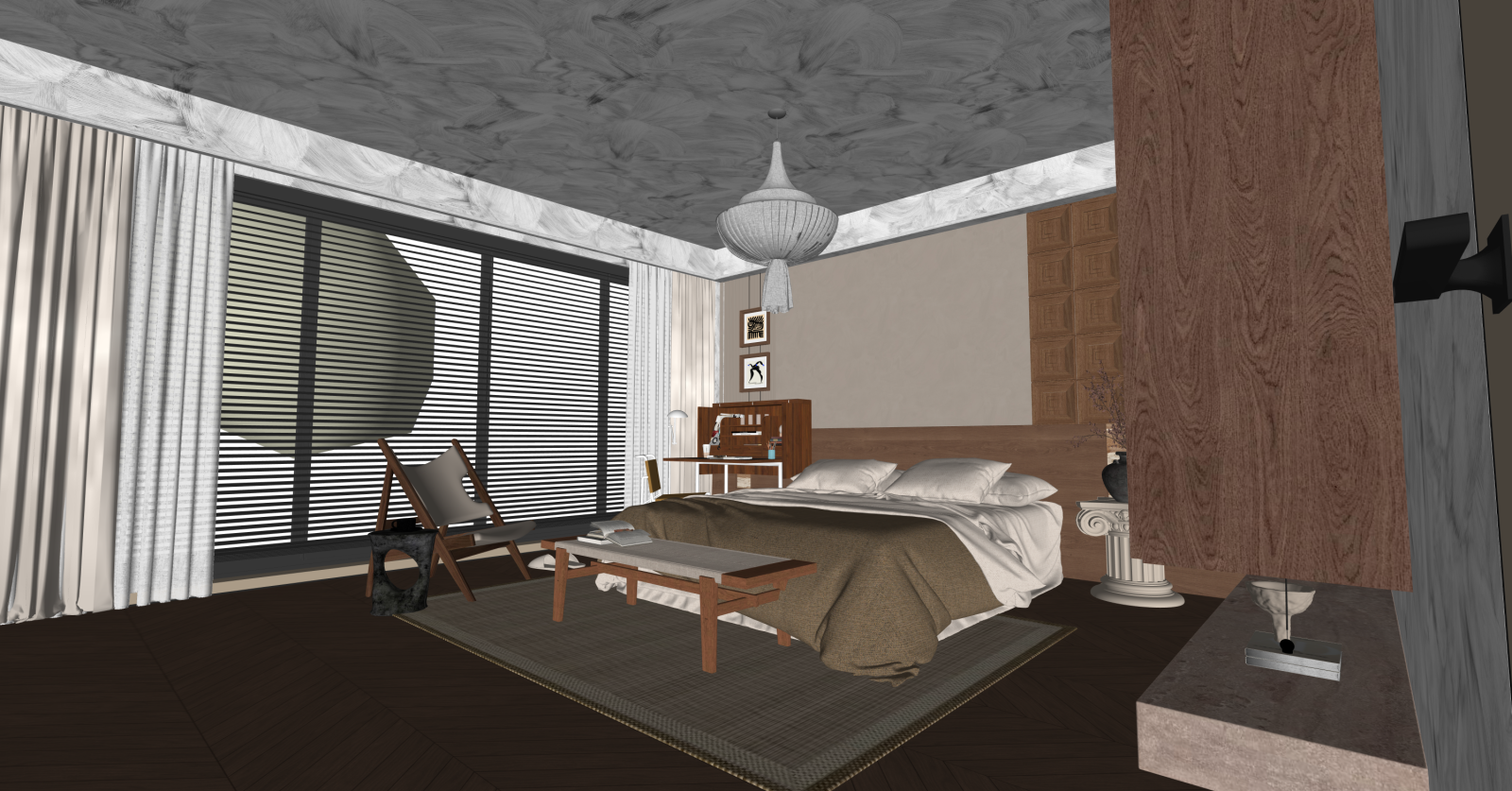 侘寂家居卧室SU模型下载【ID:1216007149】