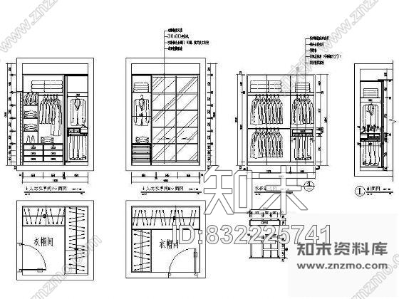 图块/节点主卧衣帽间详图施工图下载【ID:832225741】