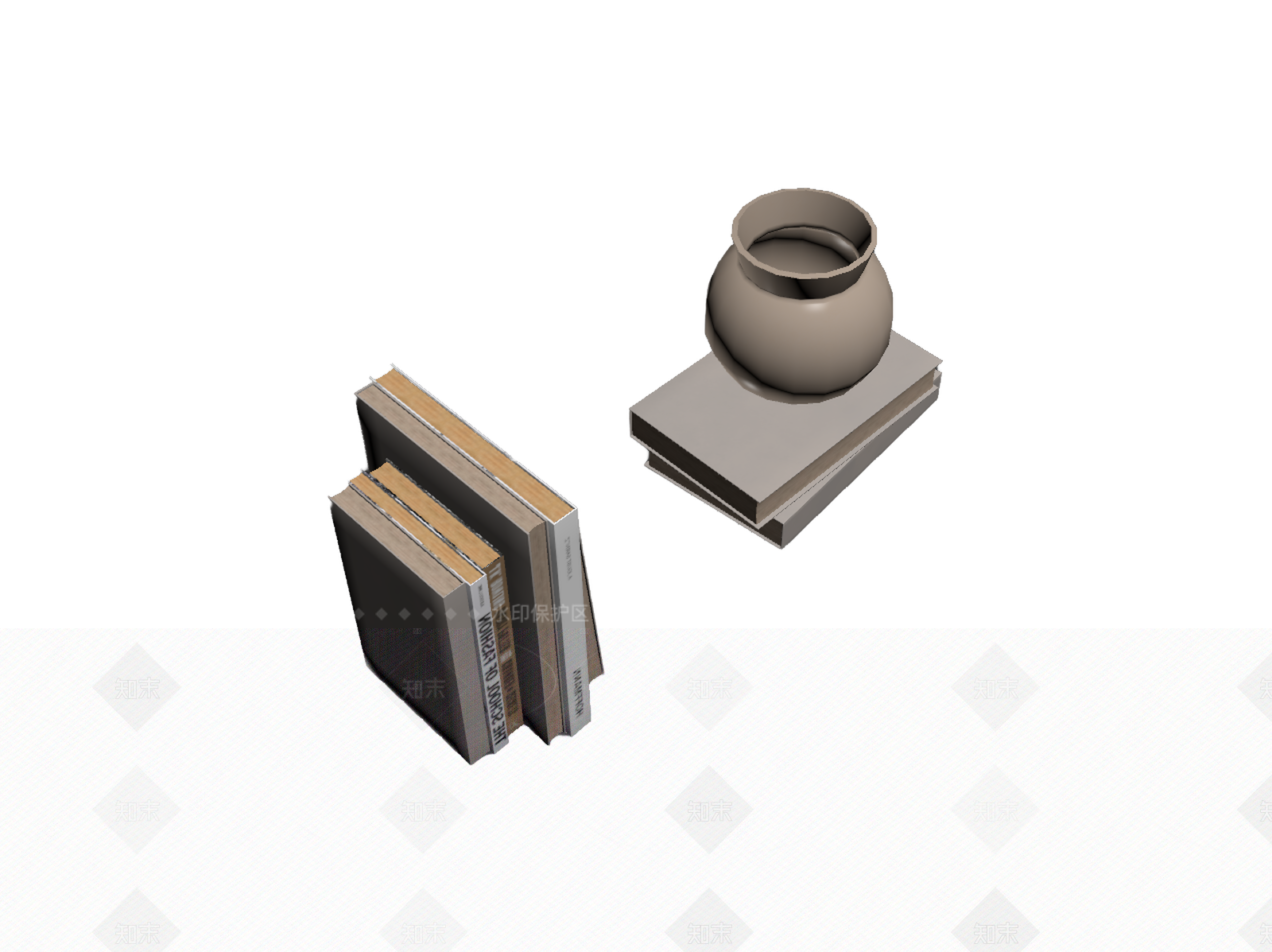 花瓶与书本组合3D模型下载【ID:1206187108】