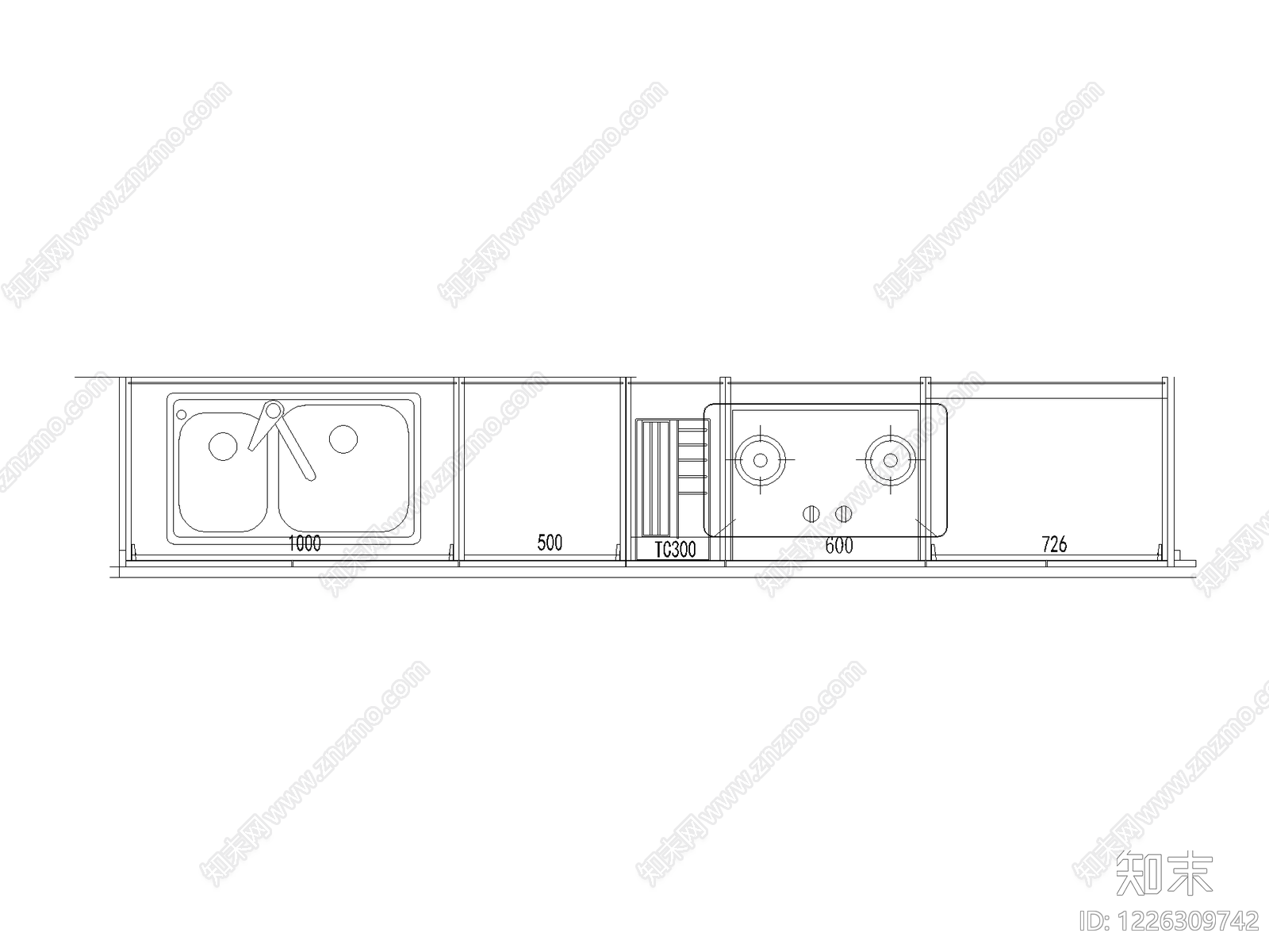 厨房设施cad施工图下载【ID:1226309742】