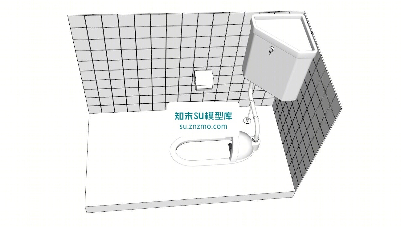 和式冲水箱厕所SU模型下载【ID:148496159】