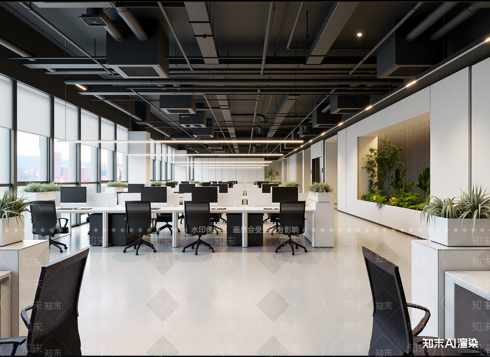 现代办公区3D模型下载【ID:1214657385】
