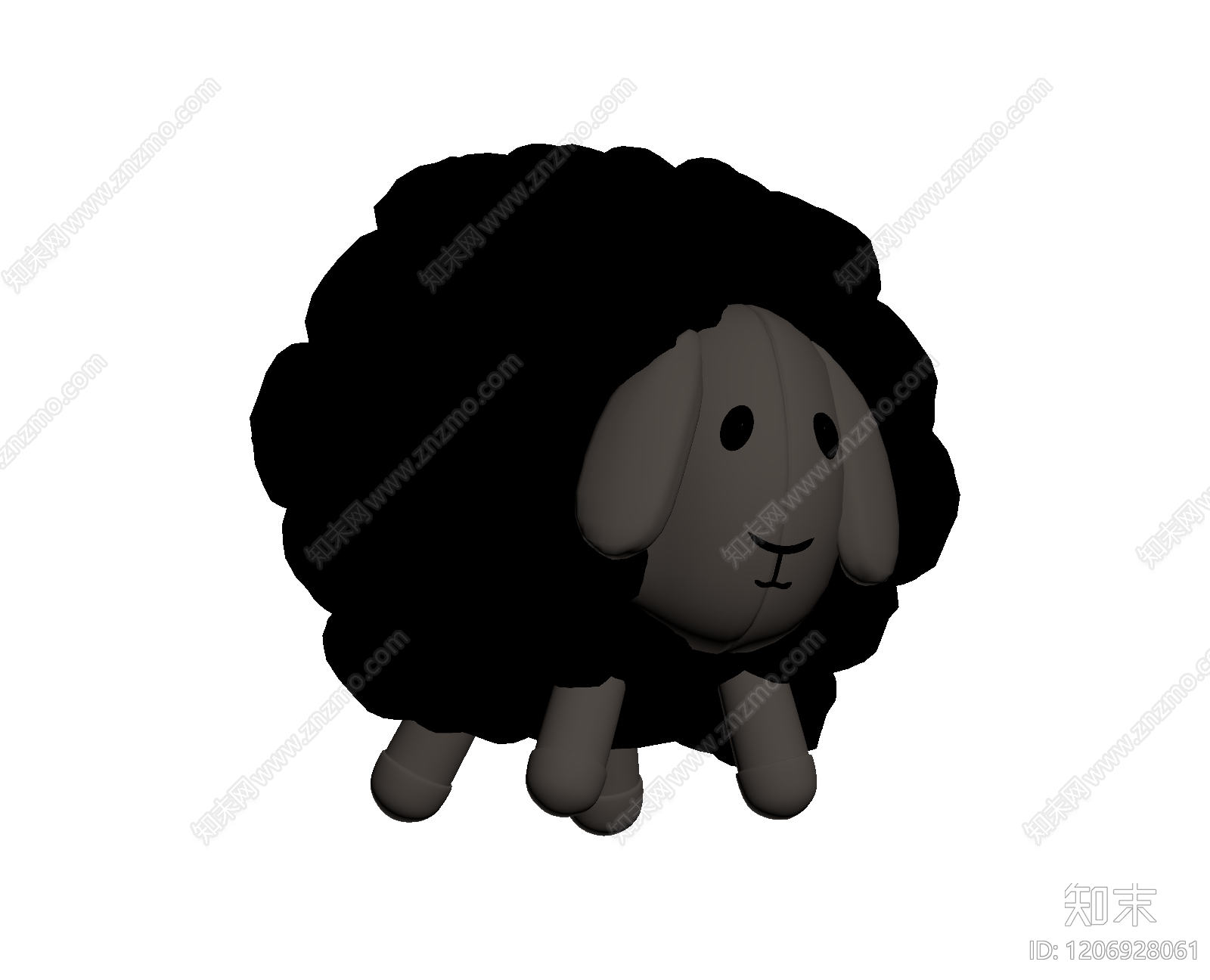 黑绵羊雕塑装饰3D模型下载【ID:1206928061】