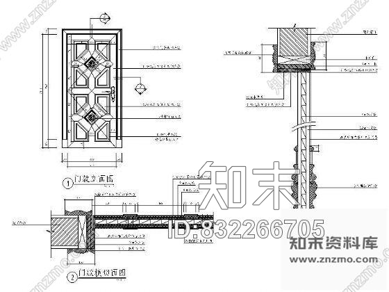 图块/节点单扇装饰门木详图Ⅱcad施工图下载【ID:832266705】