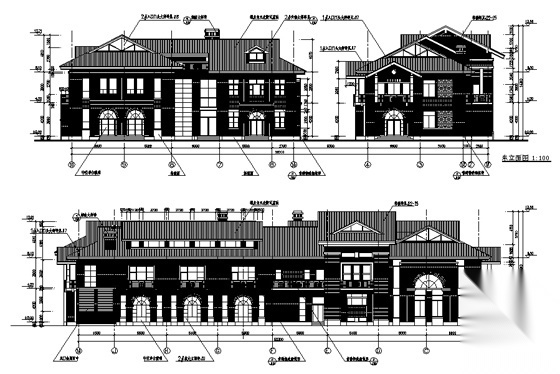 [南京]某现代商贸中心商业街建筑群建筑施工图（4款）cad施工图下载【ID:166059157】