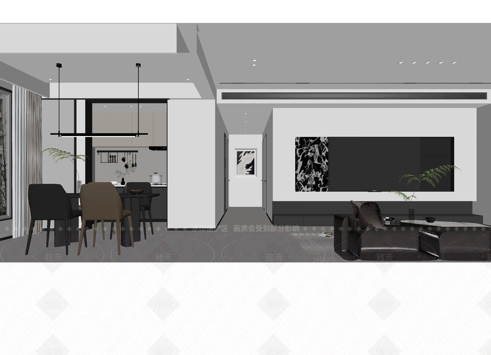 现代客餐厅3D模型下载【ID:1215923215】