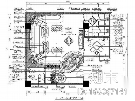 某总统套房装修图cad施工图下载【ID:168067141】