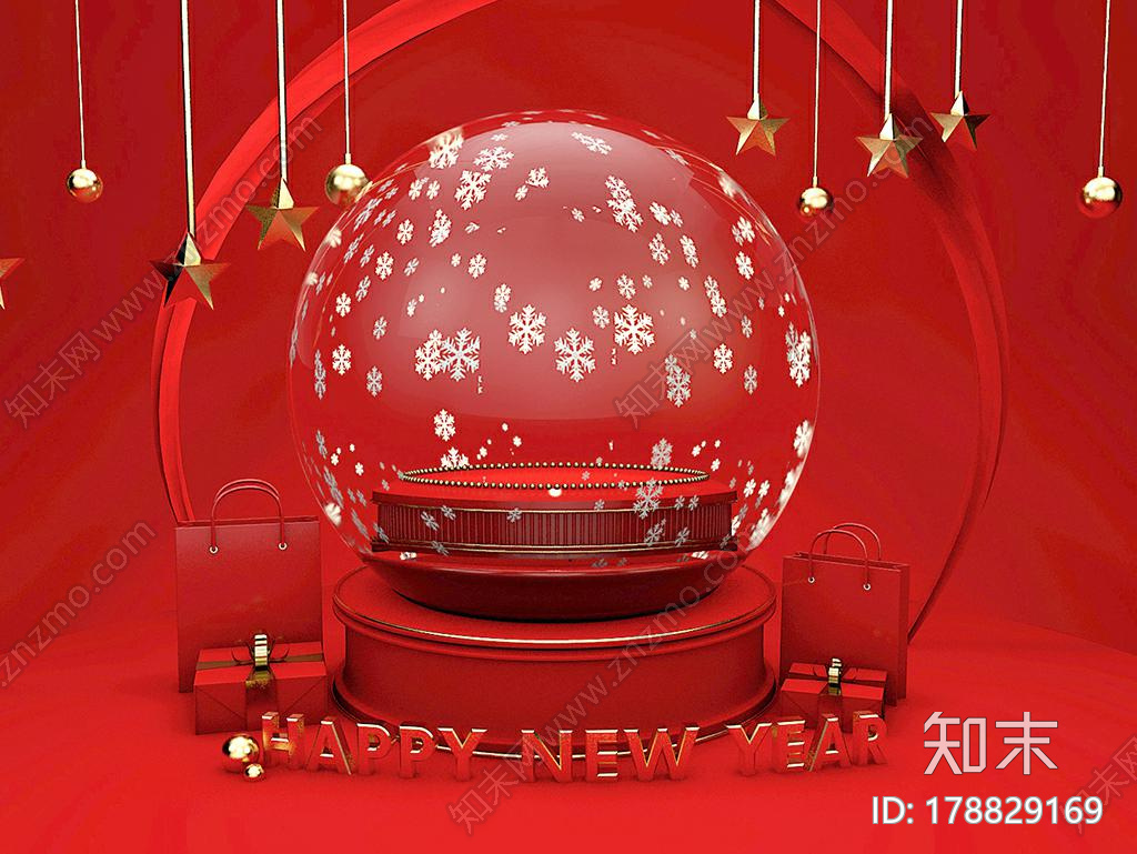 圣诞水晶球CG模型下载【ID:178829169】