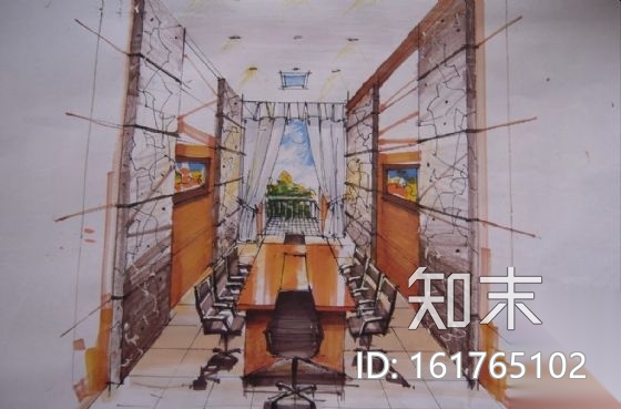 117㎡办公空间室内装修图（含效果）cad施工图下载【ID:161765102】