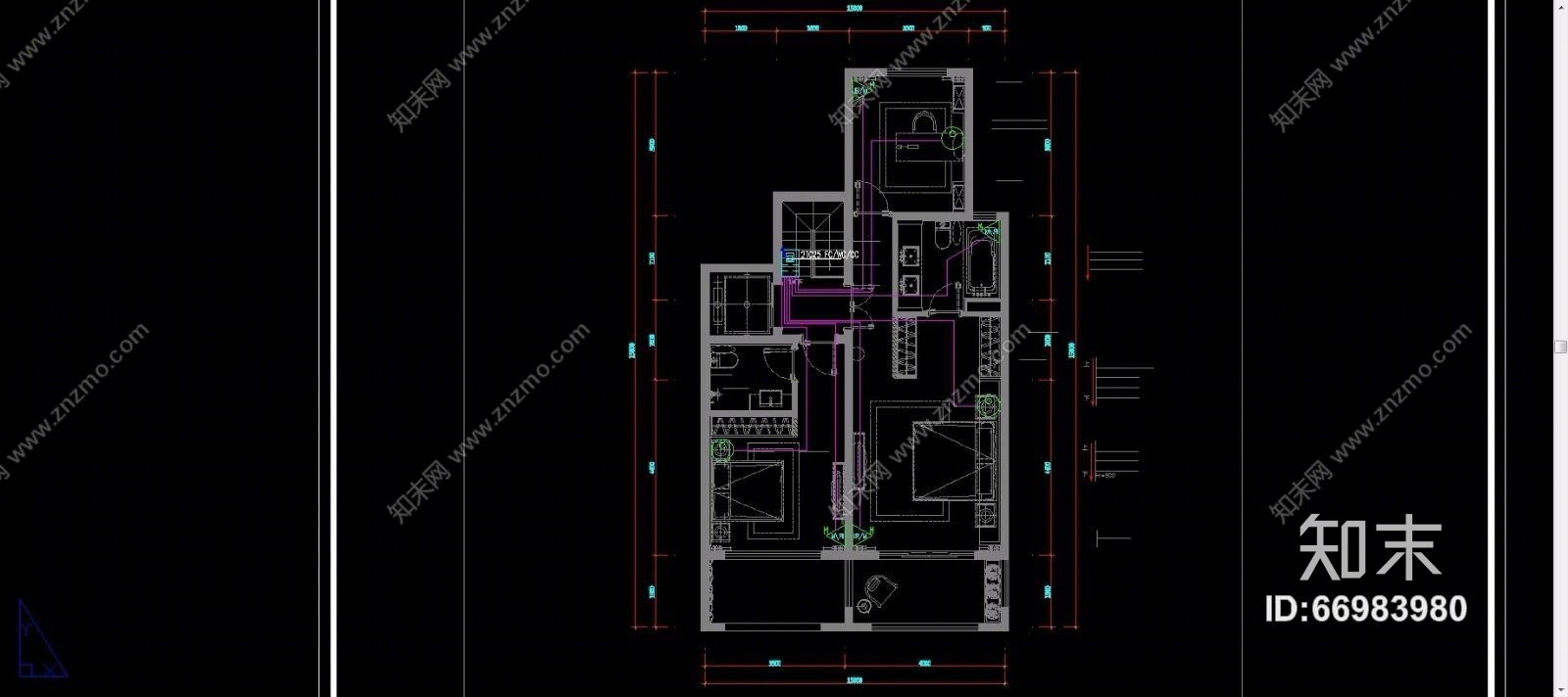 苏州鲁能公馆项目售楼处及样板间（CAD施工图纸）cad施工图下载【ID:66983980】