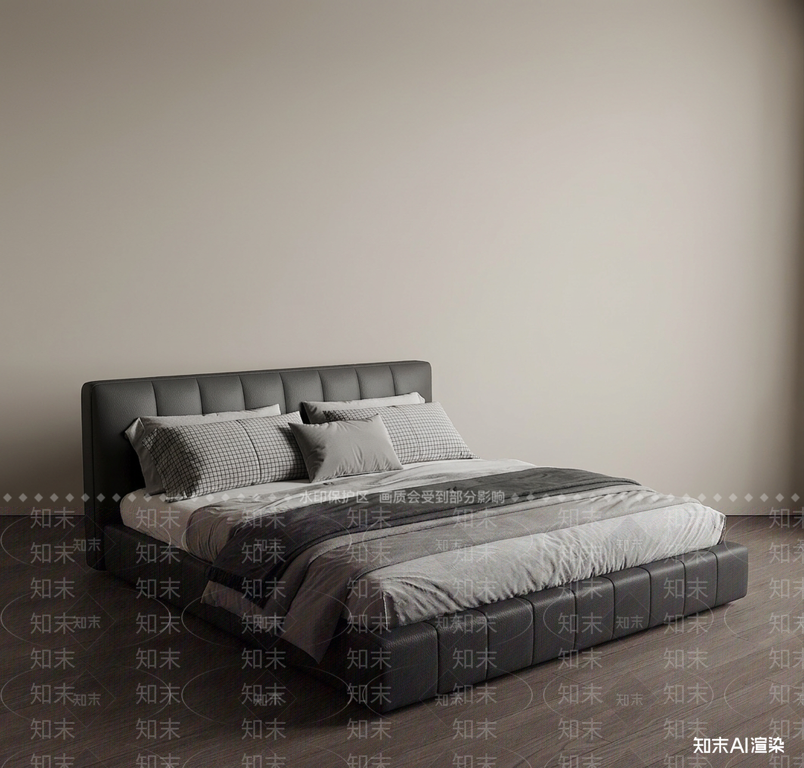 黑色软包双人床双人床3D模型下载【ID:1227469079】