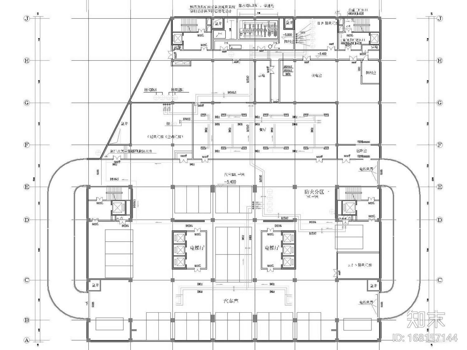 [山东]高层办公建筑空调全系统及人防设计施工图（清华...cad施工图下载【ID:168157144】