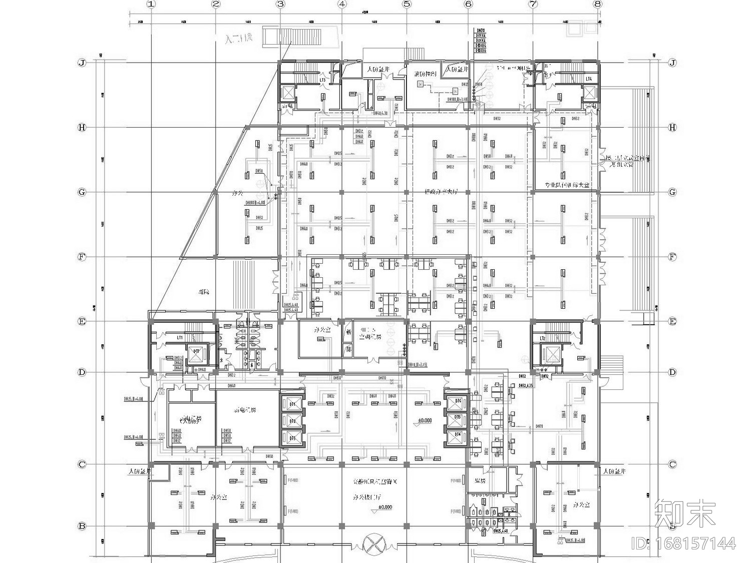 [山东]高层办公建筑空调全系统及人防设计施工图（清华...cad施工图下载【ID:168157144】