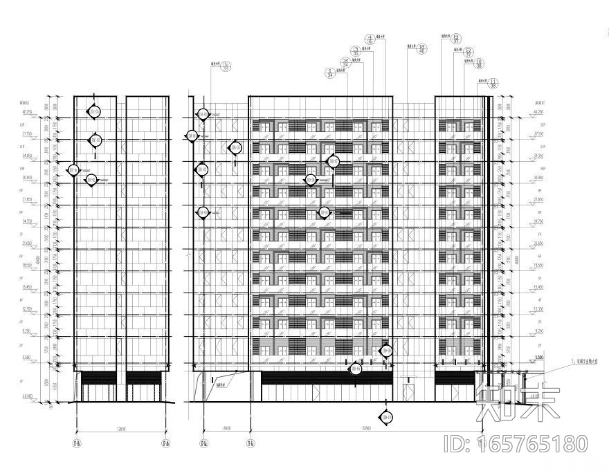 12层框架结构cad施工图下载【ID:165765180】