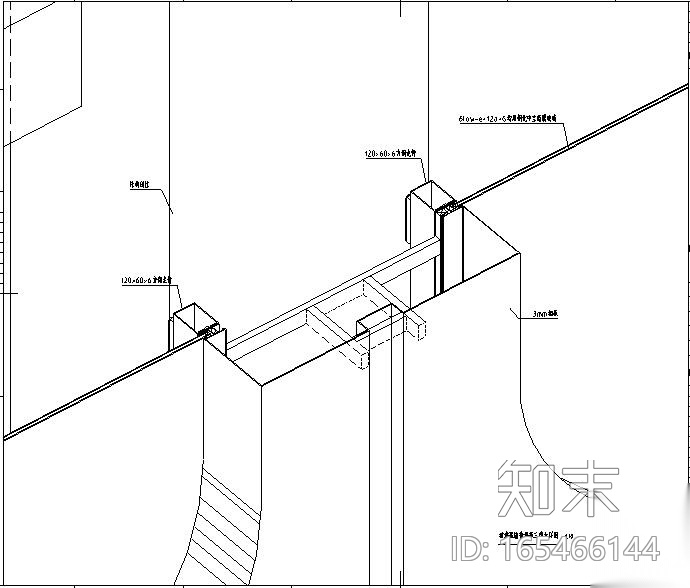 幕墙三维大样及典型节点图2019cad施工图下载【ID:165466144】