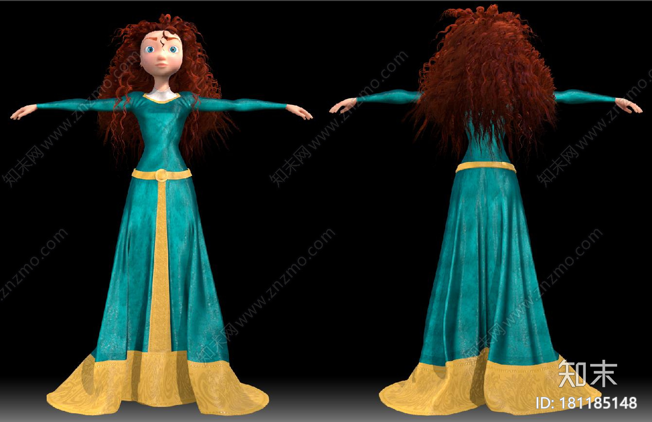 卡通裙装女性CG模型下载【ID:181185148】