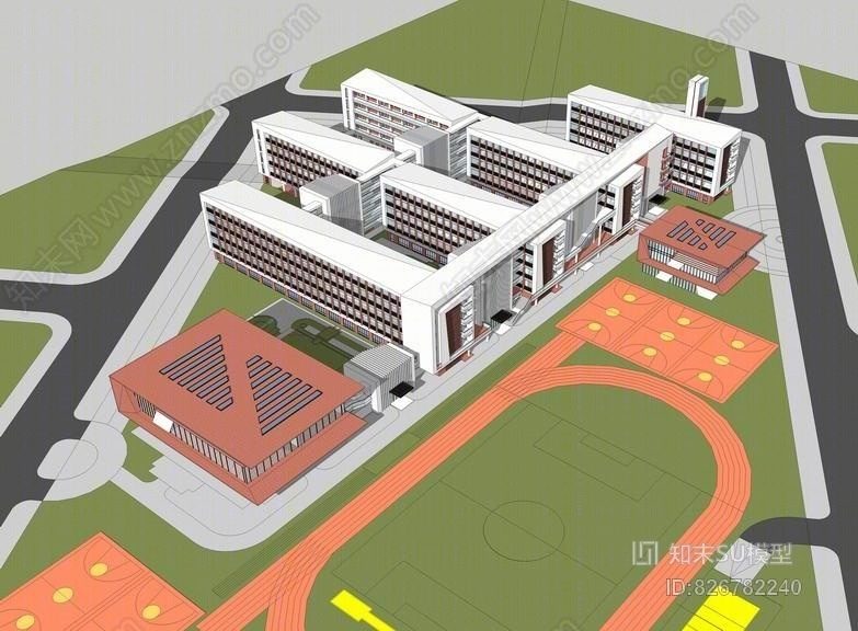 现代中学SU模型下载【ID:826782240】