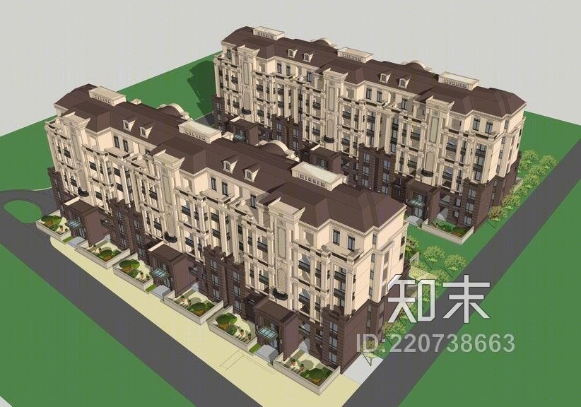 法式洋房SU模型下载【ID:220738663】