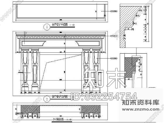欧式客厅壁炉详图cad施工图下载【ID:832254754】