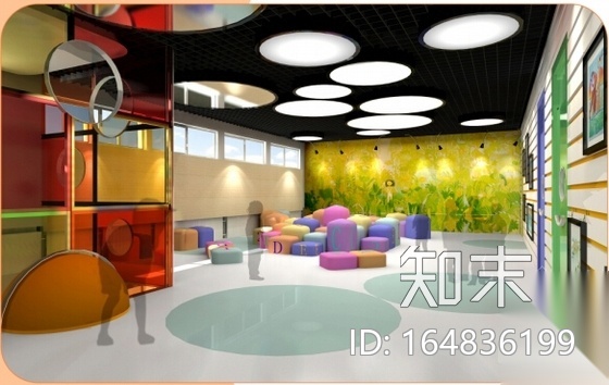 [北京]阳光童趣幼儿园画廊室内装修CAD施工图（含效果图...施工图下载【ID:164836199】