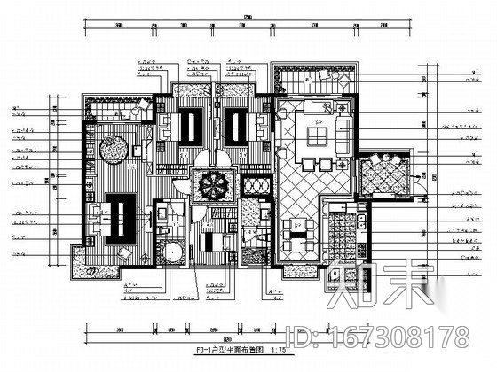 [南宁]高层住宅奢华欧式四居室装修图（含效果实景）cad施工图下载【ID:167308178】