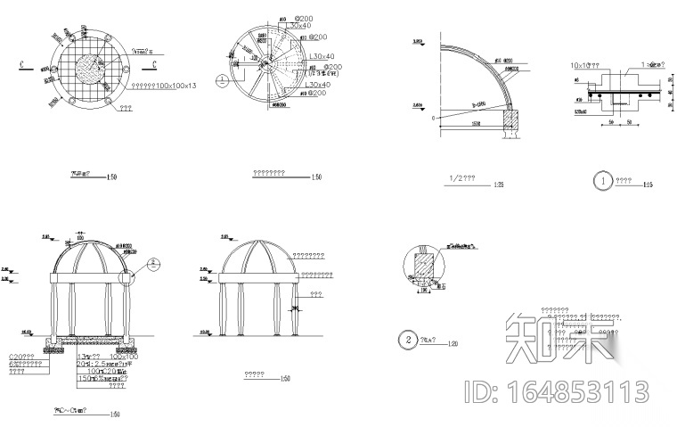 中式老年人公园CAD施工图施工图下载【ID:164853113】