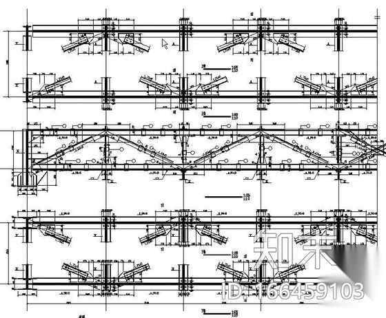 某28米跨钢结构桁架图纸cad施工图下载【ID:166459103】